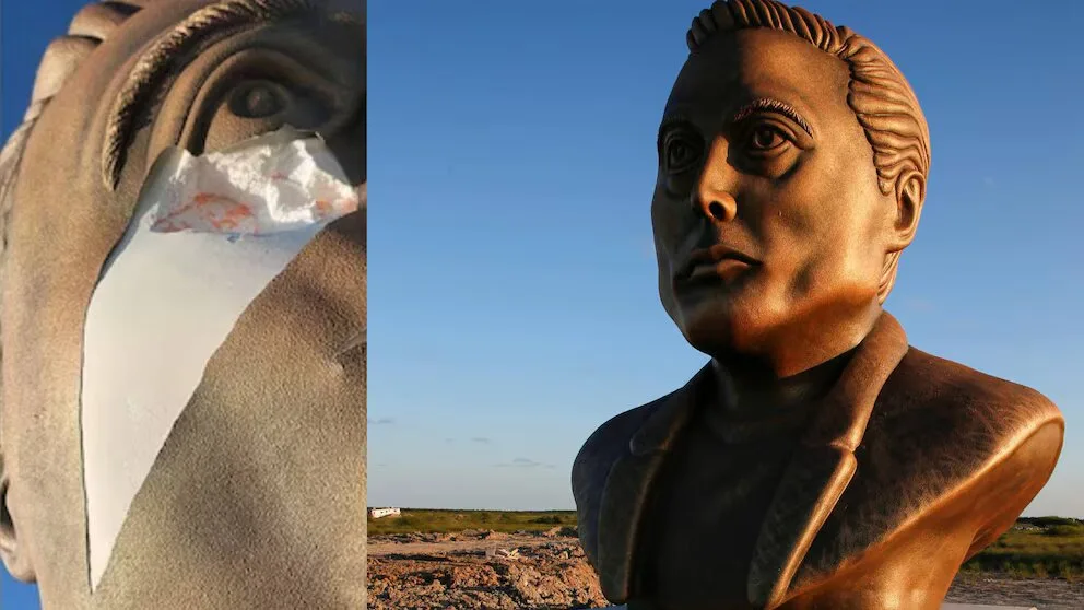 Vandalismo contra Elon Musk Estatua del magnate sufre ataque